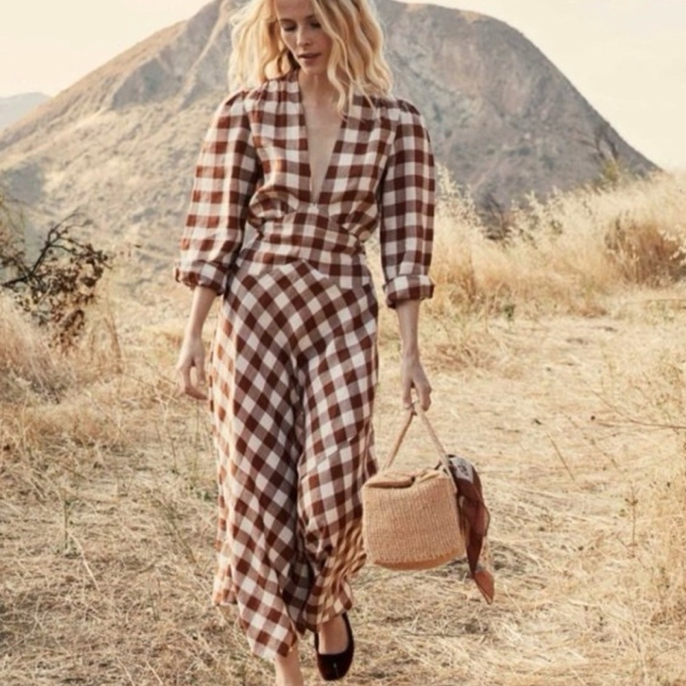 Doen Charleston dress in Nutmeg St Ouen Plaid